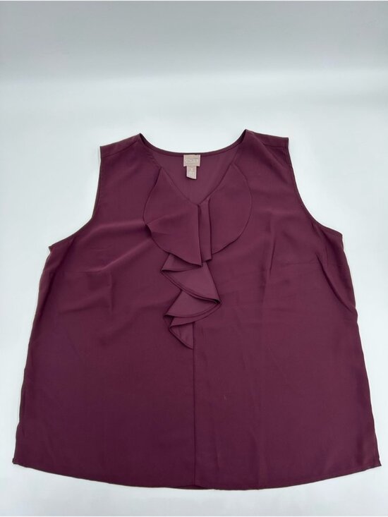 Tops - Plum Ruffle Front Sleeveless Camisole